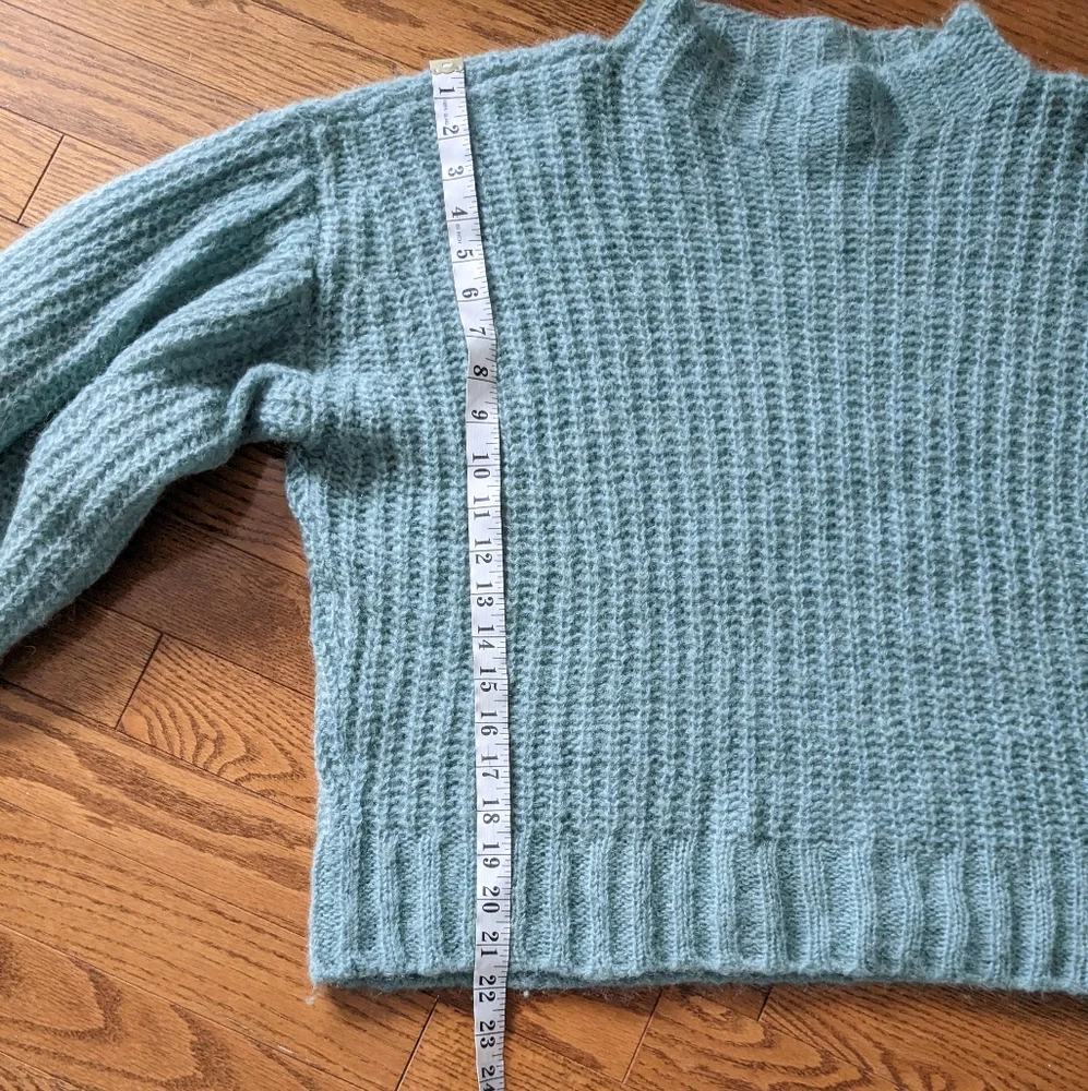 SEZANE Olric jumper sweater Alpaga Balloon Sleeves in Almond Green size S Small - Picture 9 of 9